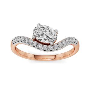 oval solitaire curvy diamond solitaire ring rose gold 14 06