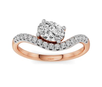oval solitaire curvy diamond solitaire ring rose gold 14 06