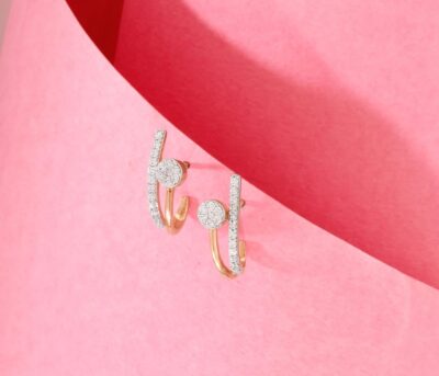 glam curve diamond hoop earrings