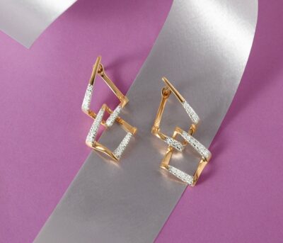 geometric glam gold & diamond hoop earrings